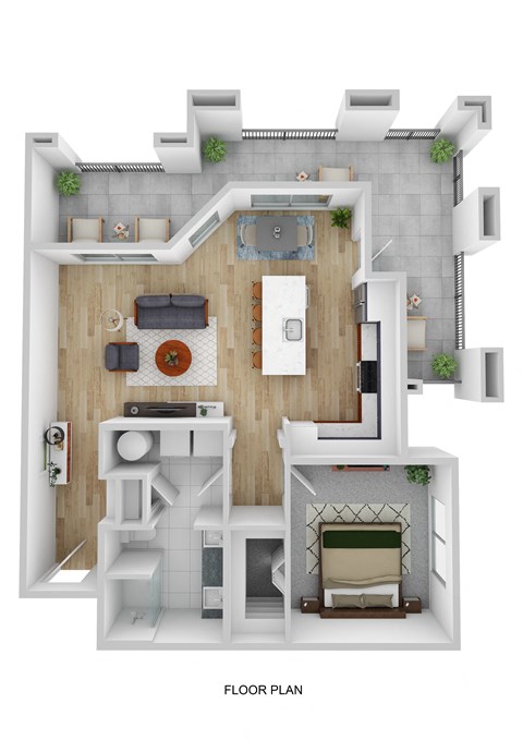 Floor plan for 1 bed, 1 bath, 814 sqft